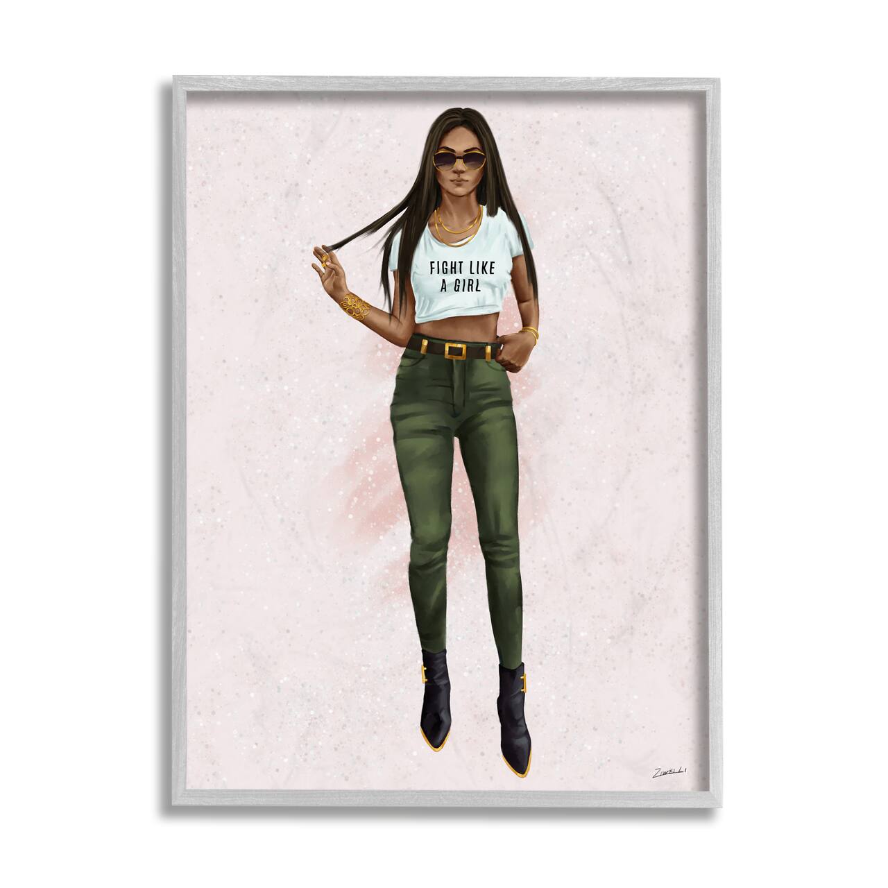 Stupell Industries Fight Like A Girl Wall Art in Gray Frame